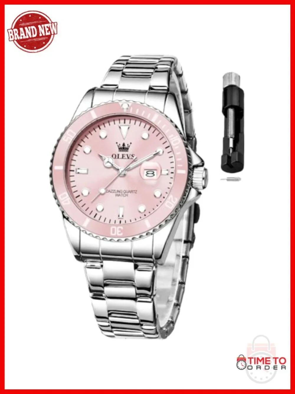Stainless Steel Analog Quartz Watch with Luminous Day Date